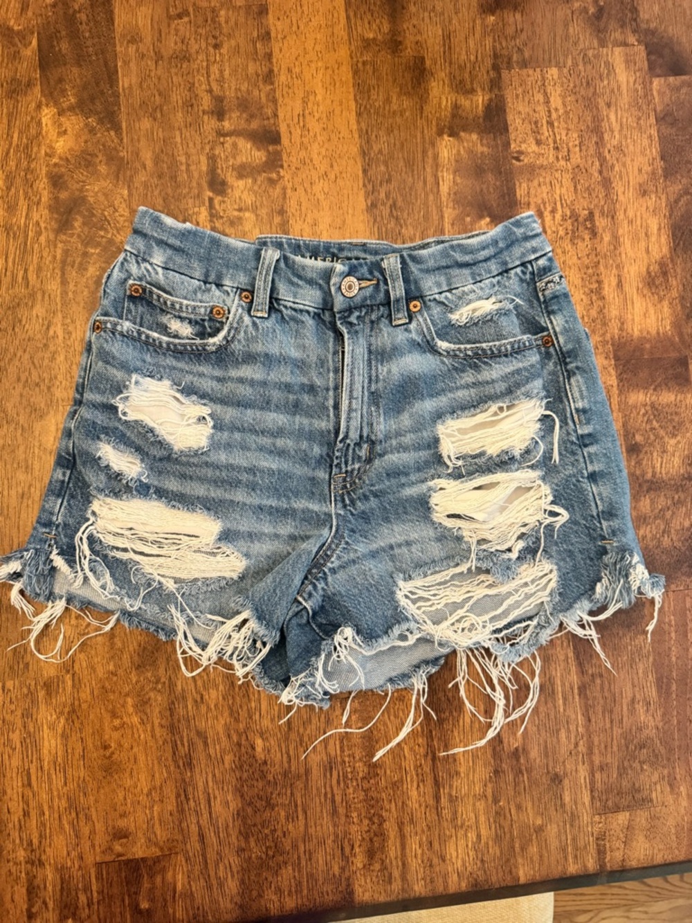 American Eagle Outfitters Distressed Light Blue Denim Cutoff Shorts